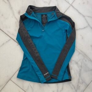 Under Armour Teal and Charcoal Heather Quarter-Zip Pullover